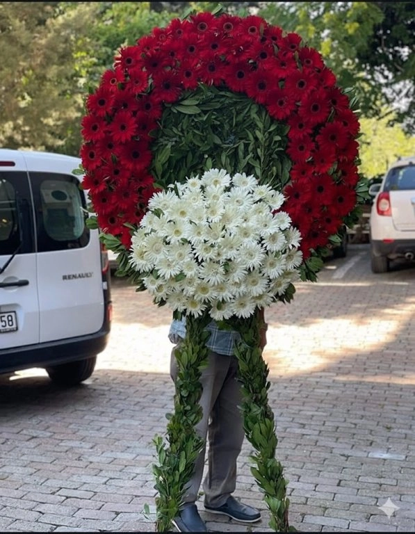 Kırmızı Beyaz Cenaze Çelenk